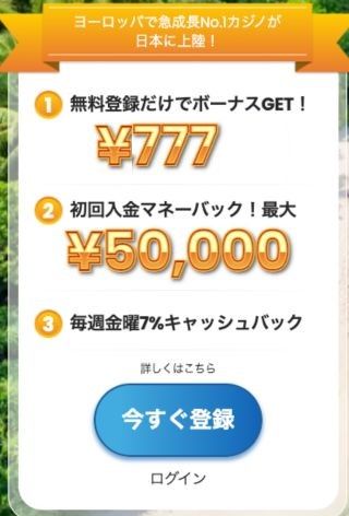 カジノスカイ　登録画面
